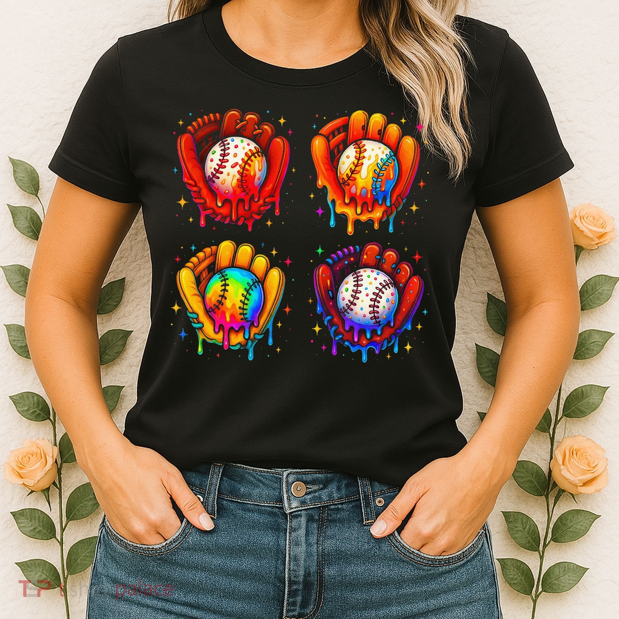 Baseball Drip Gloves Sweet Ice Cream Sprinkles Women's T-Shirt