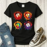 Baseball Drip Gloves Sweet Ice Cream Sprinkles Women's T-Shirt thumb 3