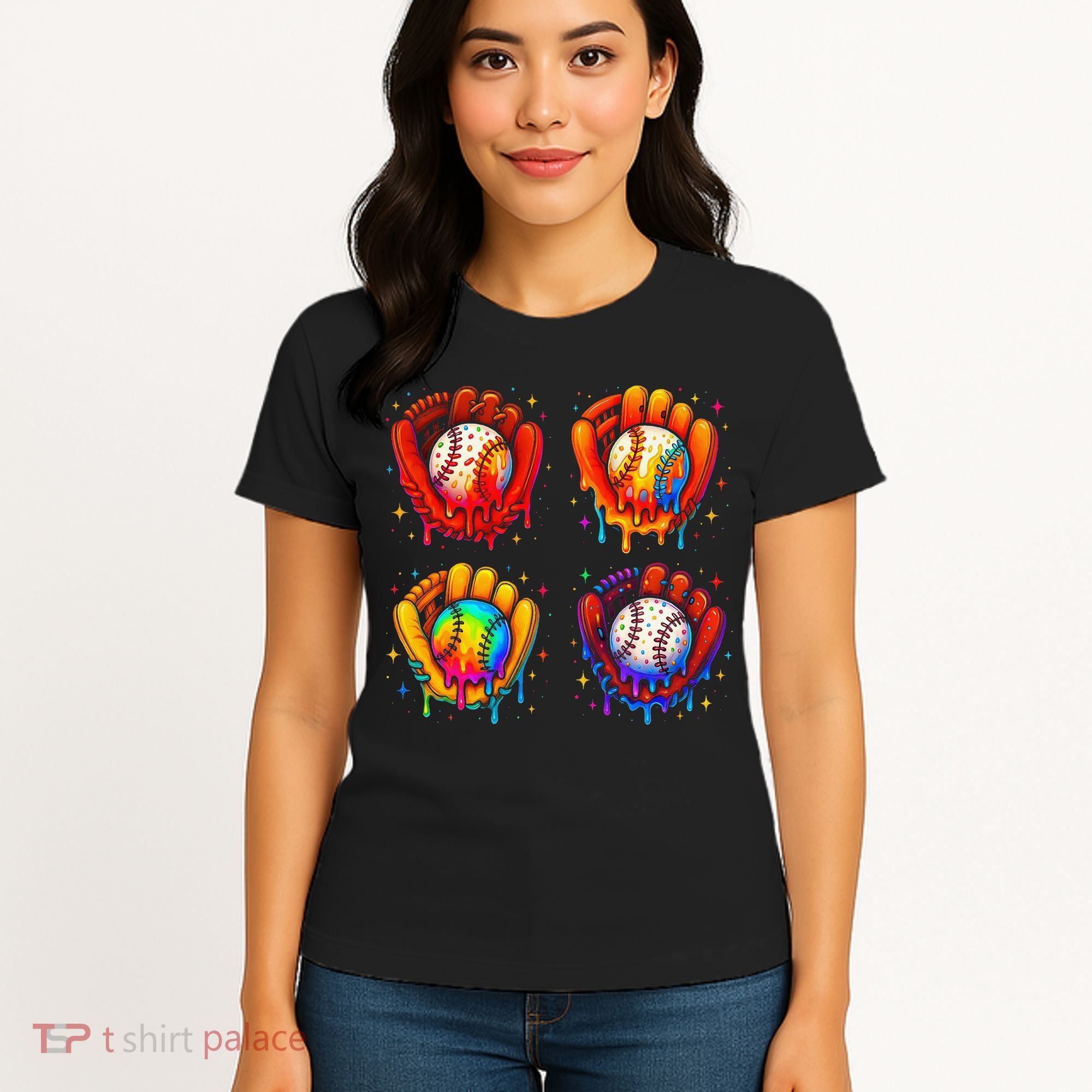 Baseball Drip Gloves Sweet Ice Cream Sprinkles Women's T-Shirt