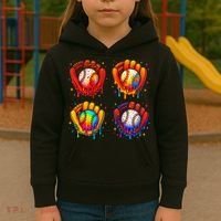 Baseball Drip Gloves Sweet Ice Cream Sprinkles Kids Hoodie thumb 3