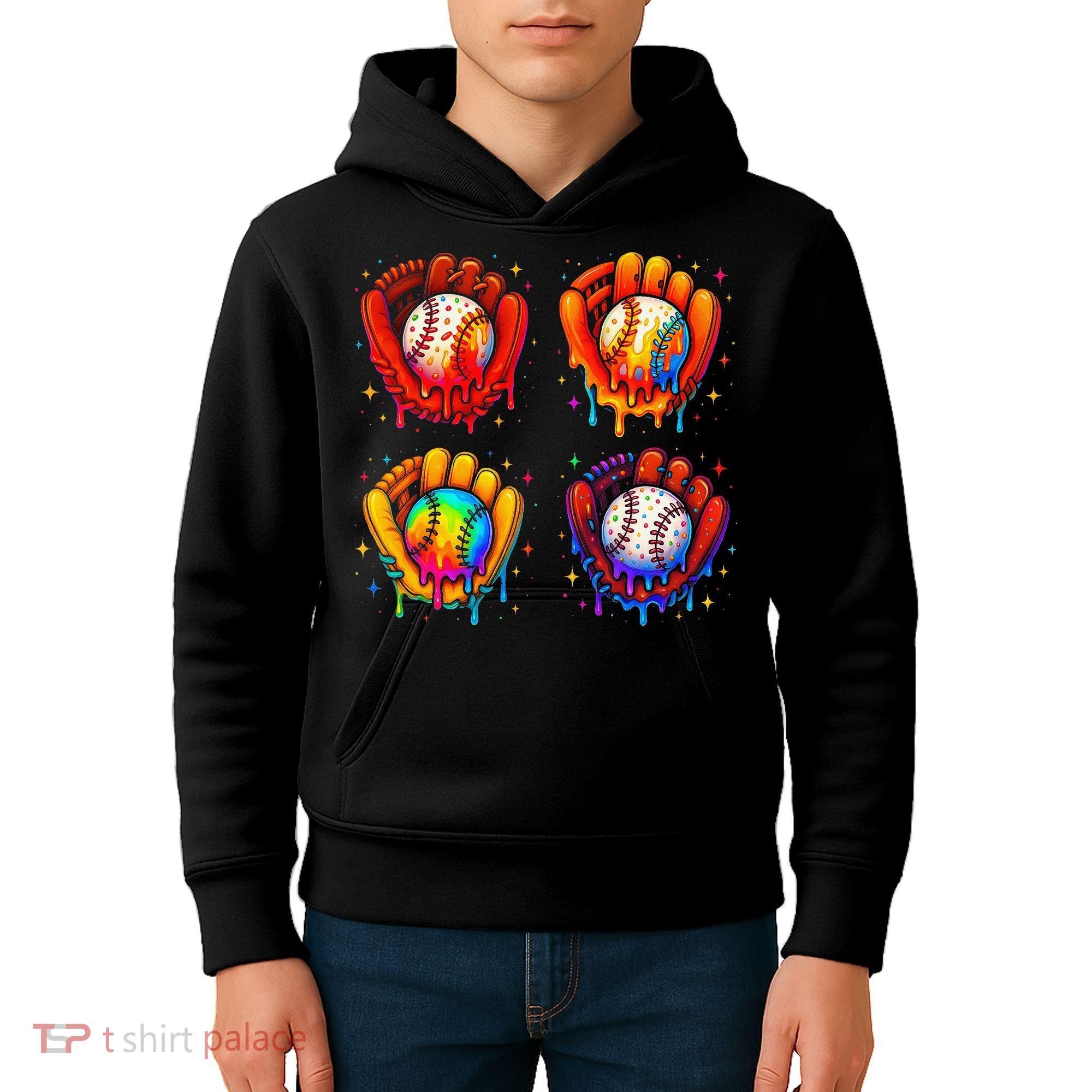 Baseball Drip Gloves Sweet Ice Cream Sprinkles Kids Hoodie