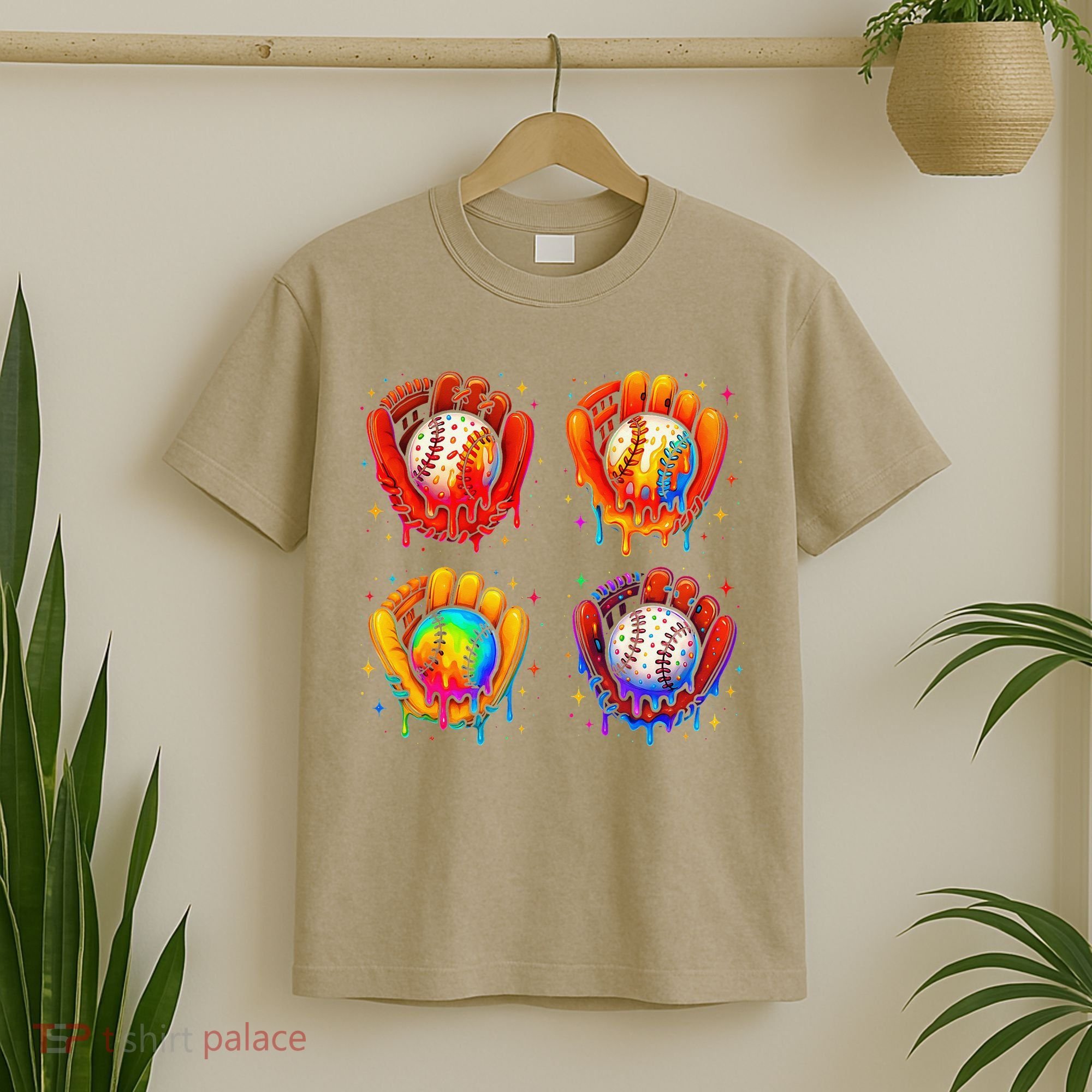 Baseball Drip Gloves Sweet Ice Cream Sprinkles T-Shirt