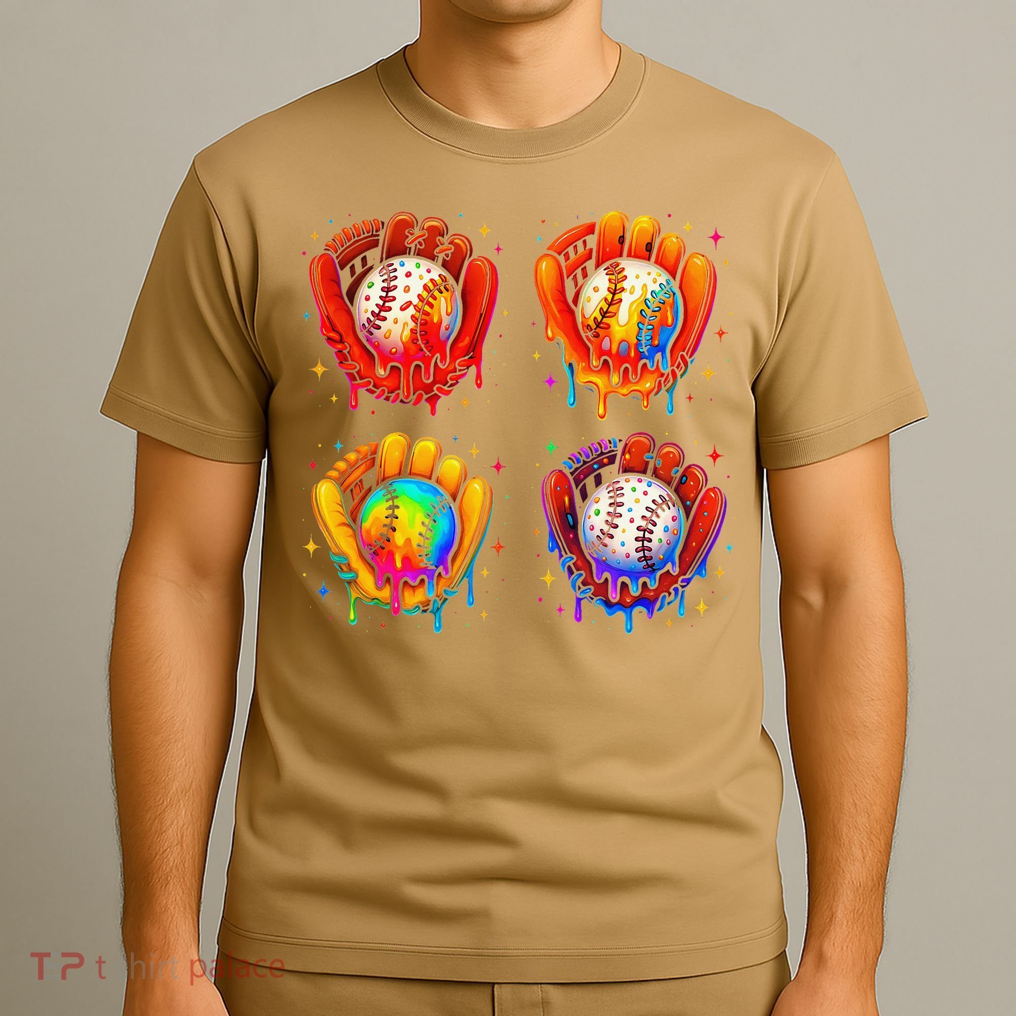 Baseball Drip Gloves Sweet Ice Cream Sprinkles T-Shirt