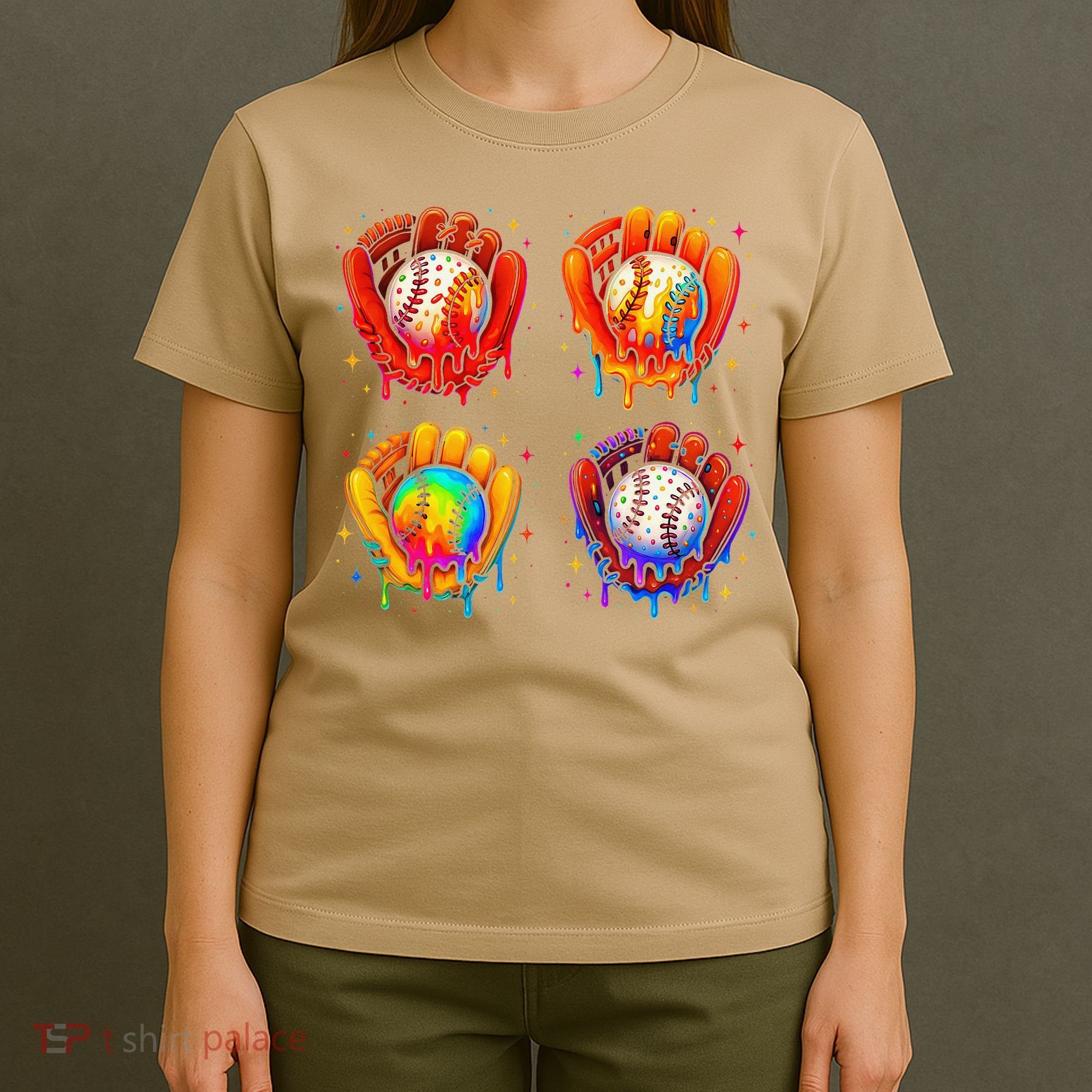 Baseball Drip Gloves Sweet Ice Cream Sprinkles T-Shirt