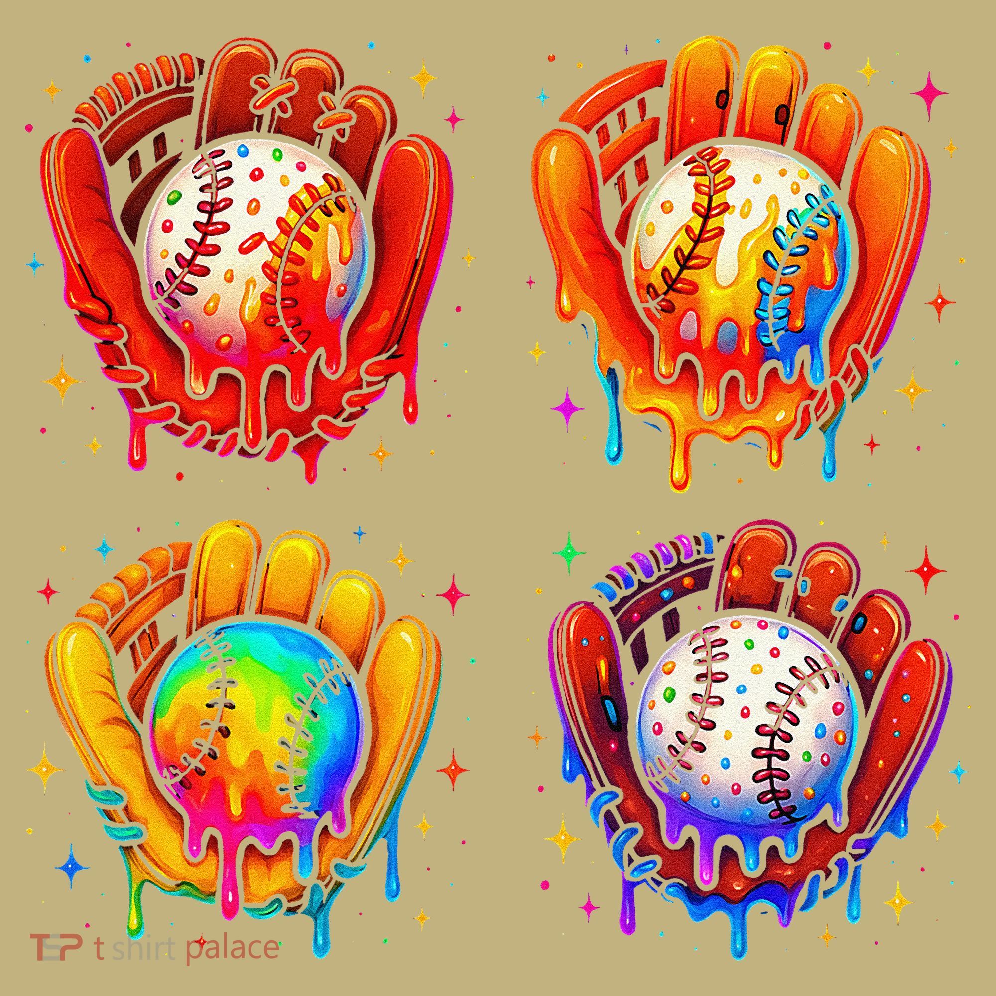 Baseball Drip Gloves Sweet Ice Cream Sprinkles T-Shirt