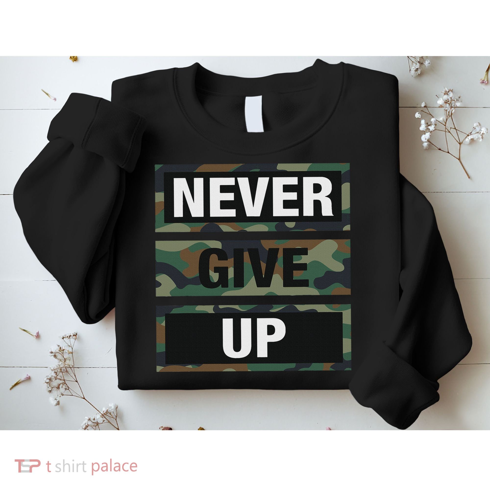 Bahaa's Don't Give Up Illustration Quotes Novelty  Sweatshirt
