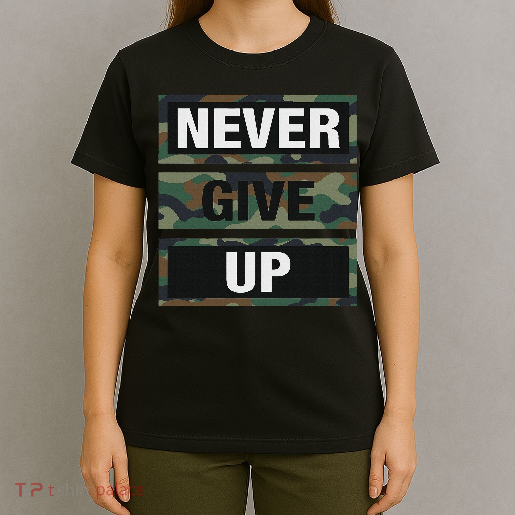 Bahaa's Don't Give Up Illustration Quotes Novelty  T-Shirt