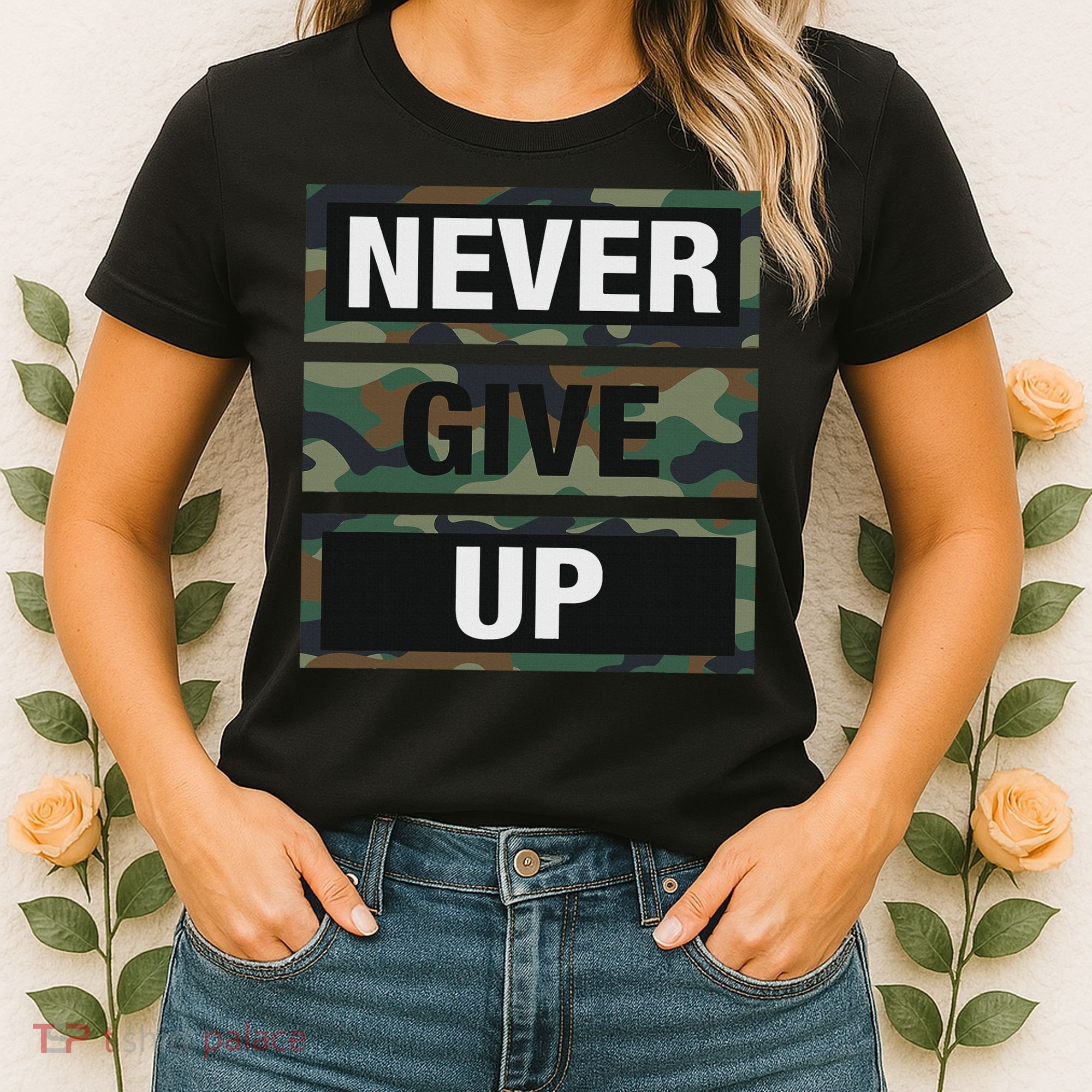 Bahaa's Don't Give Up Illustration Quotes Novelty  Women's T-Shirt