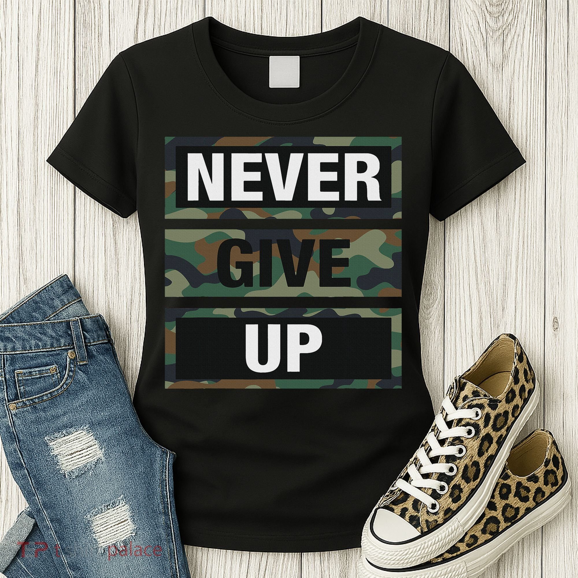 Bahaa's Don't Give Up Illustration Quotes Novelty  Women's T-Shirt
