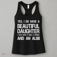 Beautiful Daughter Gun Shovel Alibi Conservative Dad Cool Gift Women's Tank Top thumb 3