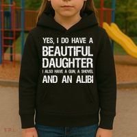 Beautiful Daughter Gun Shovel Alibi Conservative Dad Cool Gift Kids Hoodie thumb 3