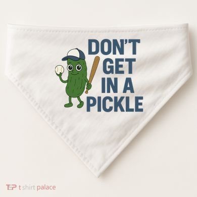 Baseball Don't Get In A Pickle Funny USA-Made Doggie Bandana