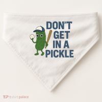 Baseball Don't Get In A Pickle Funny USA-Made Doggie Bandana thumb 0