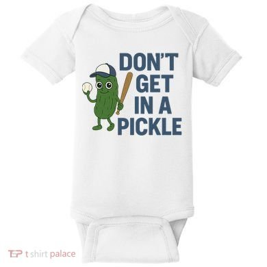 Baseball Don't Get In A Pickle Funny Baby Bodysuit