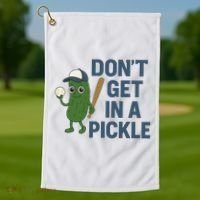 Baseball Don't Get In A Pickle Funny Golf Towel thumb 1
