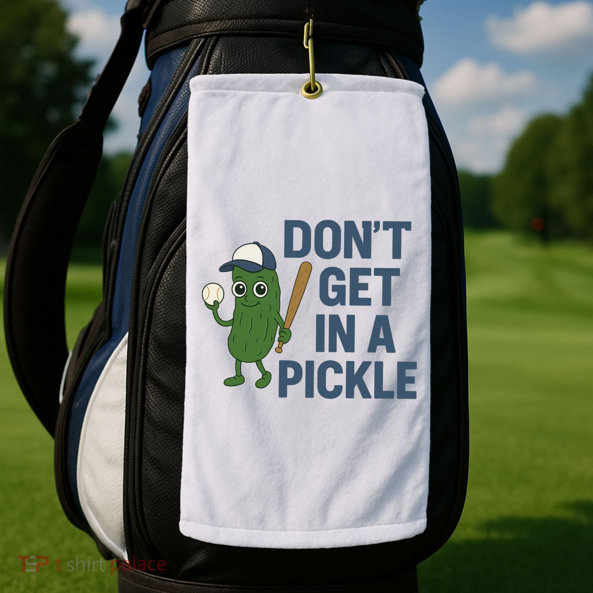 Baseball Don't Get In A Pickle Funny Golf Towel
