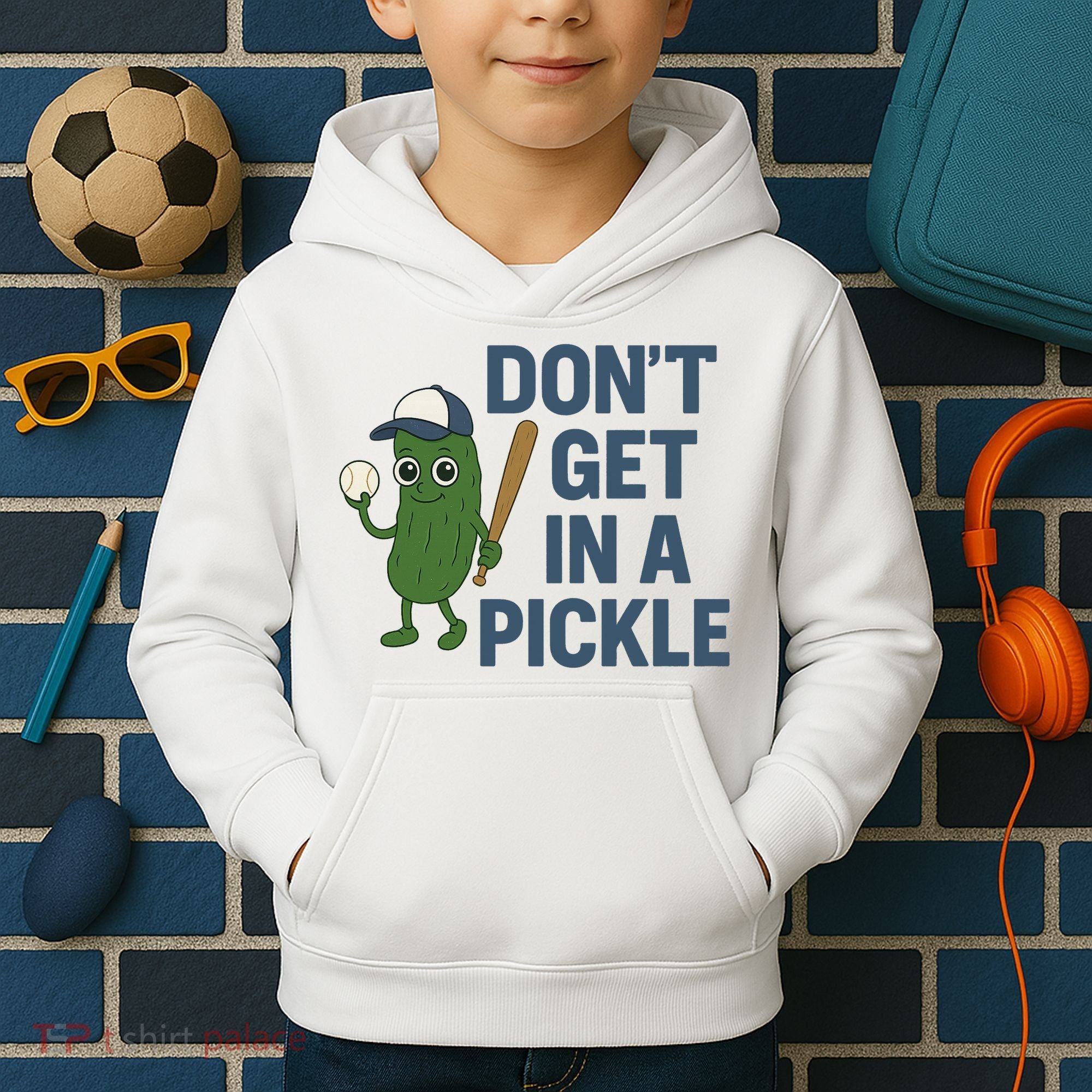 Baseball Don't Get In A Pickle Funny Kids Hoodie