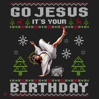 Break Dance Go Jesus ItS Your Birthday Merry Christmas Day Gift Golf Towel thumb 3
