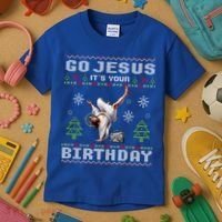 Break Dance Go Jesus ItS Your Birthday Merry Christmas Day Gift Kids T-Shirt thumb 3