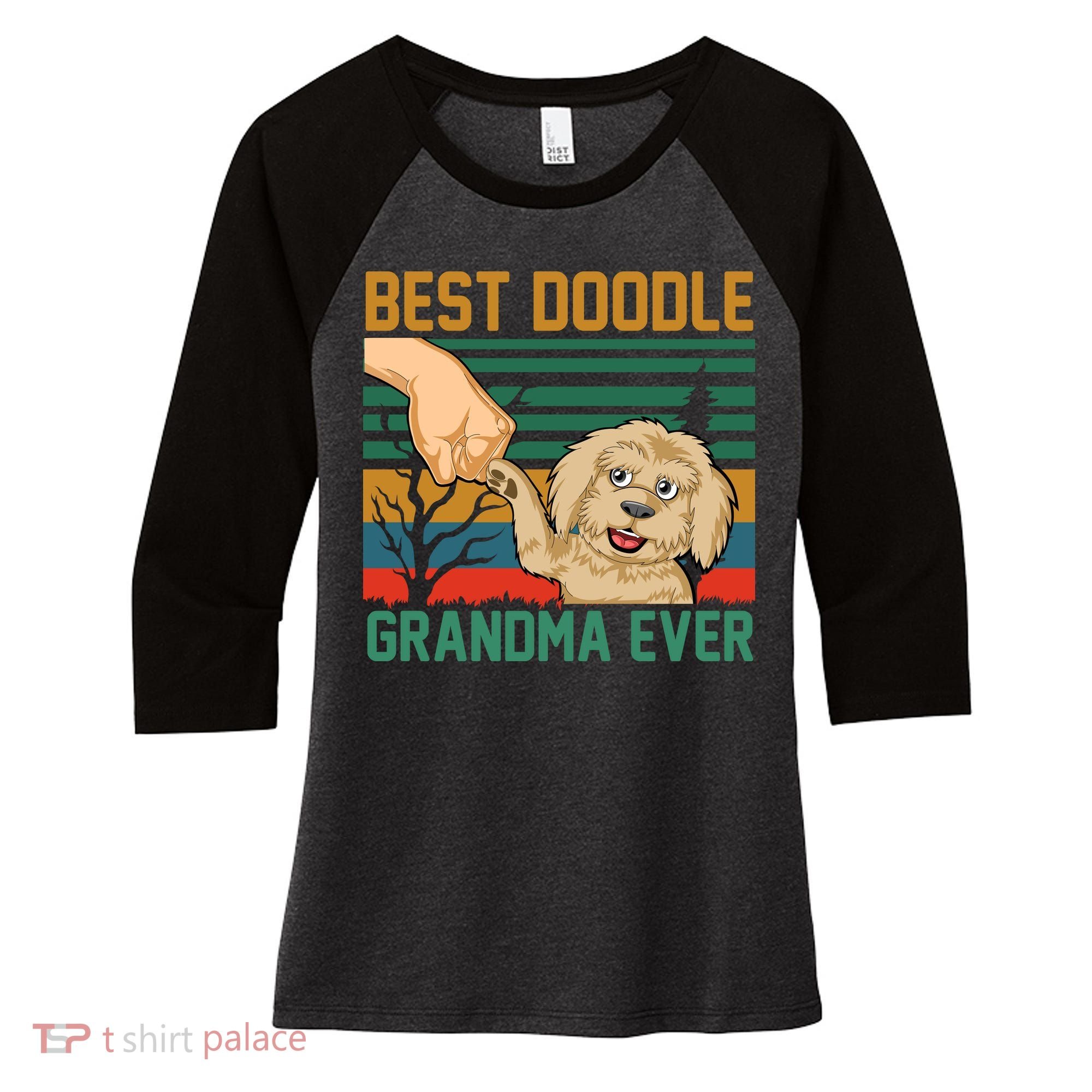 Best Doodle Grandma Ever Women's Tri-Blend 3/4-Sleeve Raglan Shirt