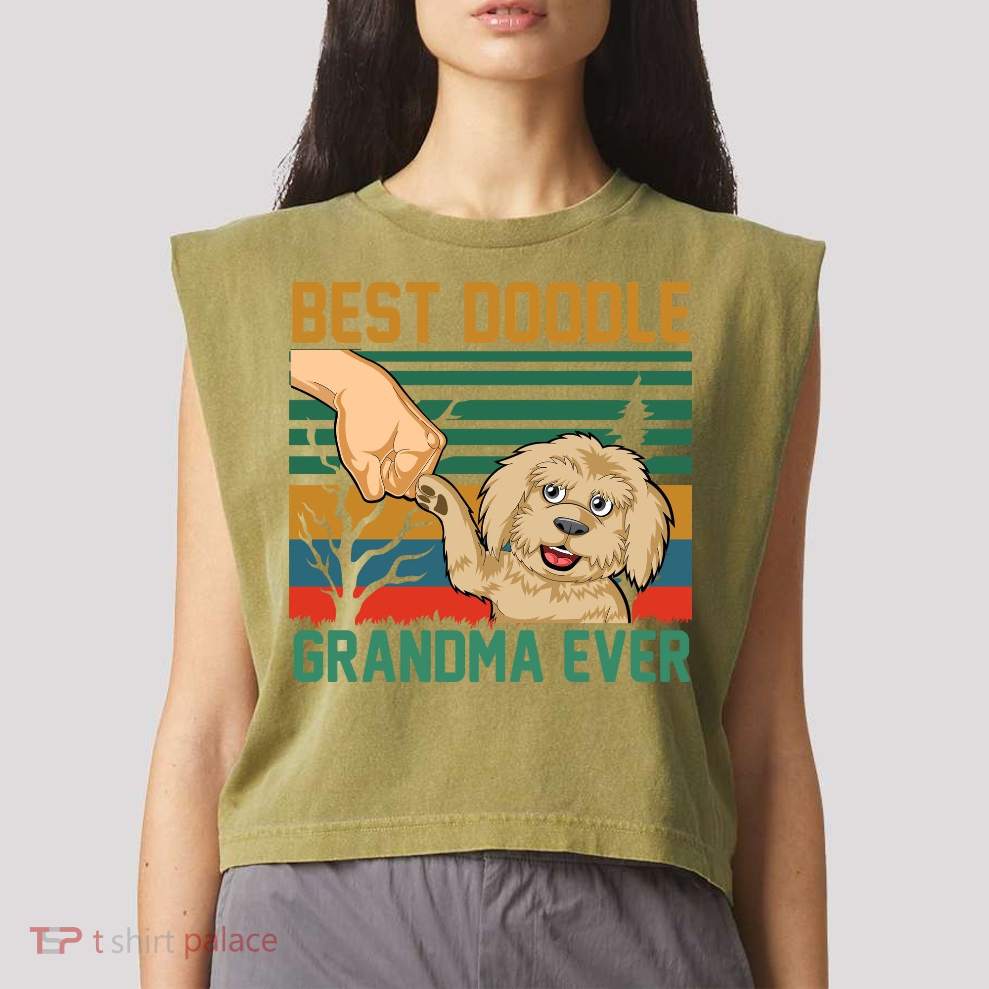 Best Doodle Grandma Ever Garment-Dyed Women's Muscle Tee