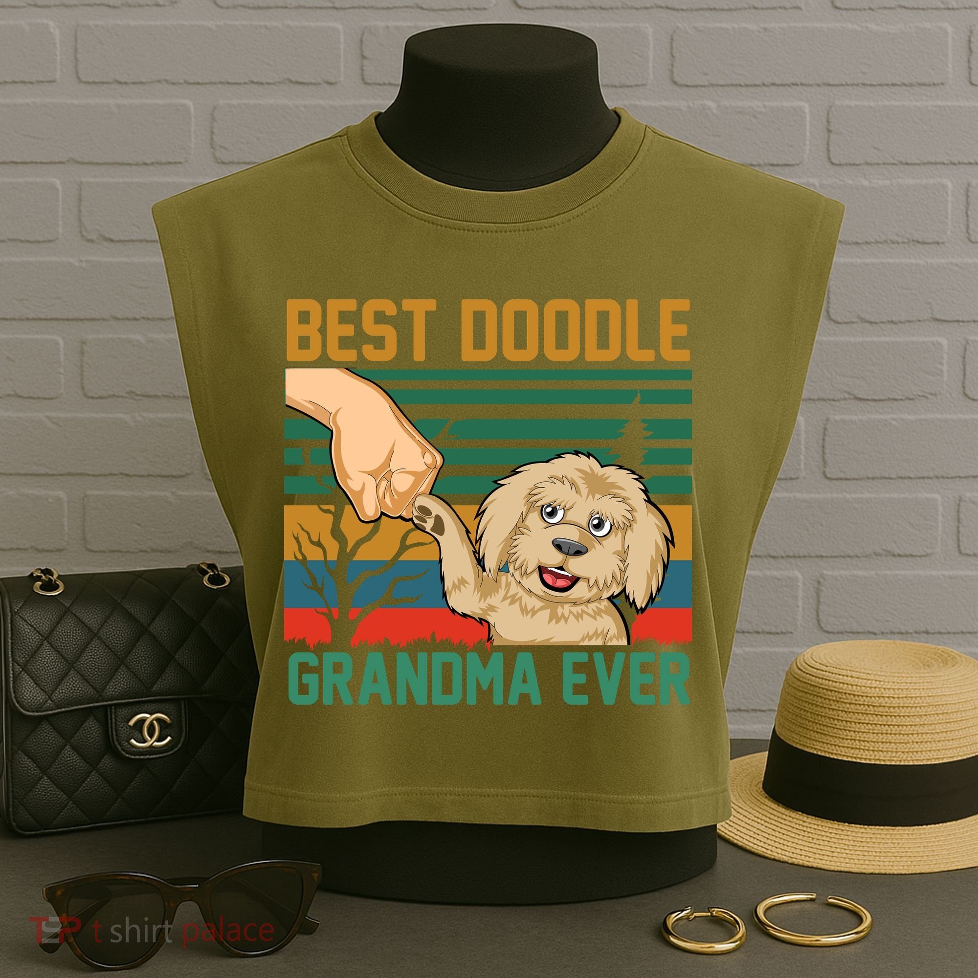 Best Doodle Grandma Ever Garment-Dyed Women's Muscle Tee