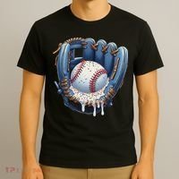 Baseball Drip Glove Ice Cream Drip Sports T-Shirt thumb 3