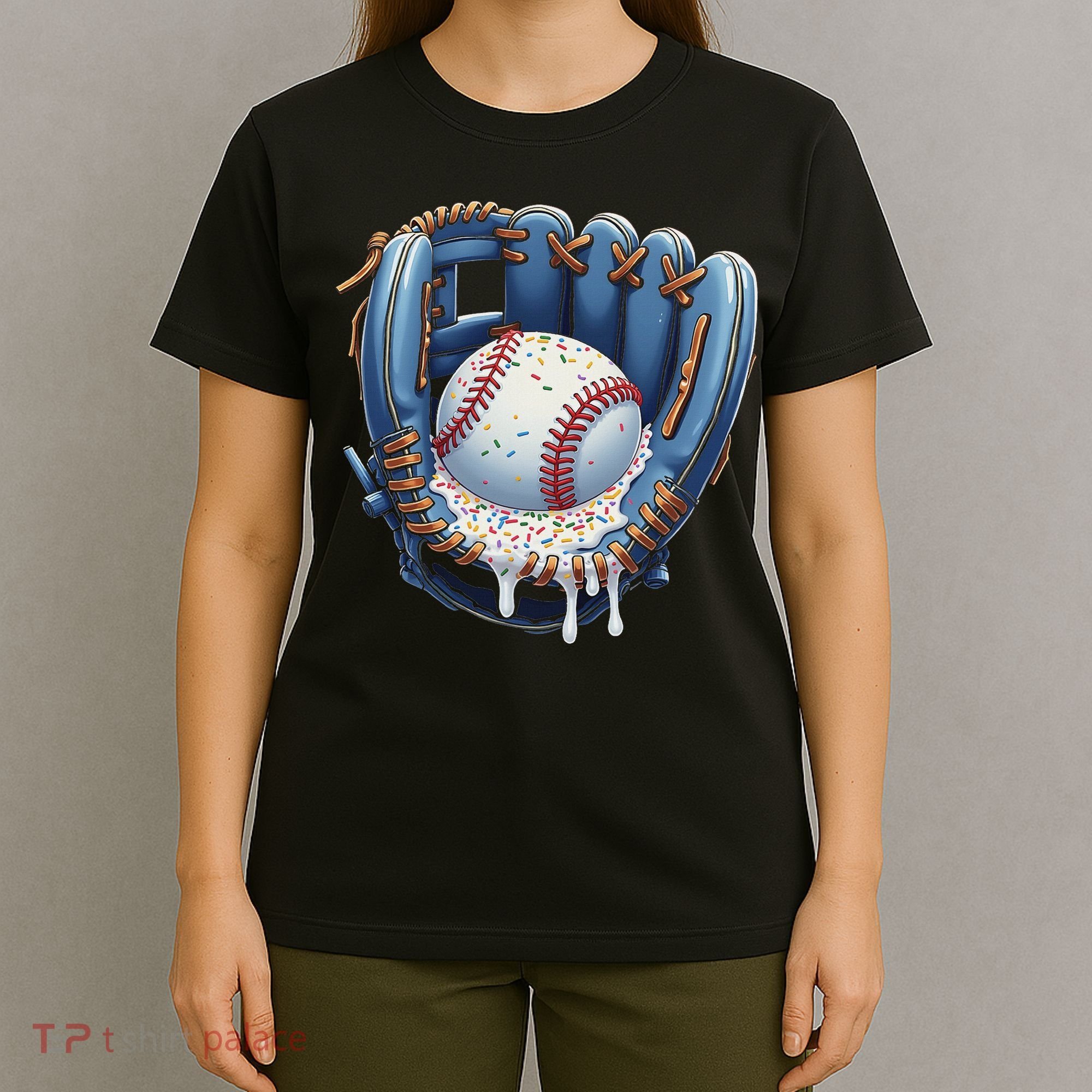 Baseball Drip Glove Ice Cream Drip Sports T-Shirt