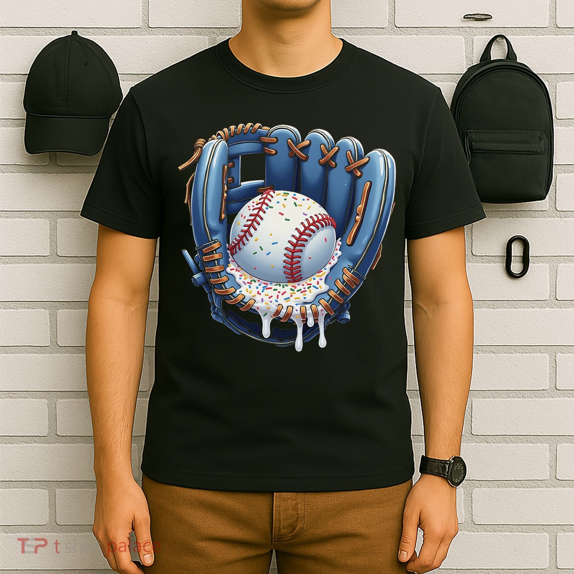Baseball Drip Glove Ice Cream Drip Sports T-Shirt