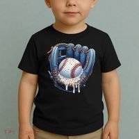 Baseball Drip Glove Ice Cream Drip Sports Toddler T-Shirt thumb 2