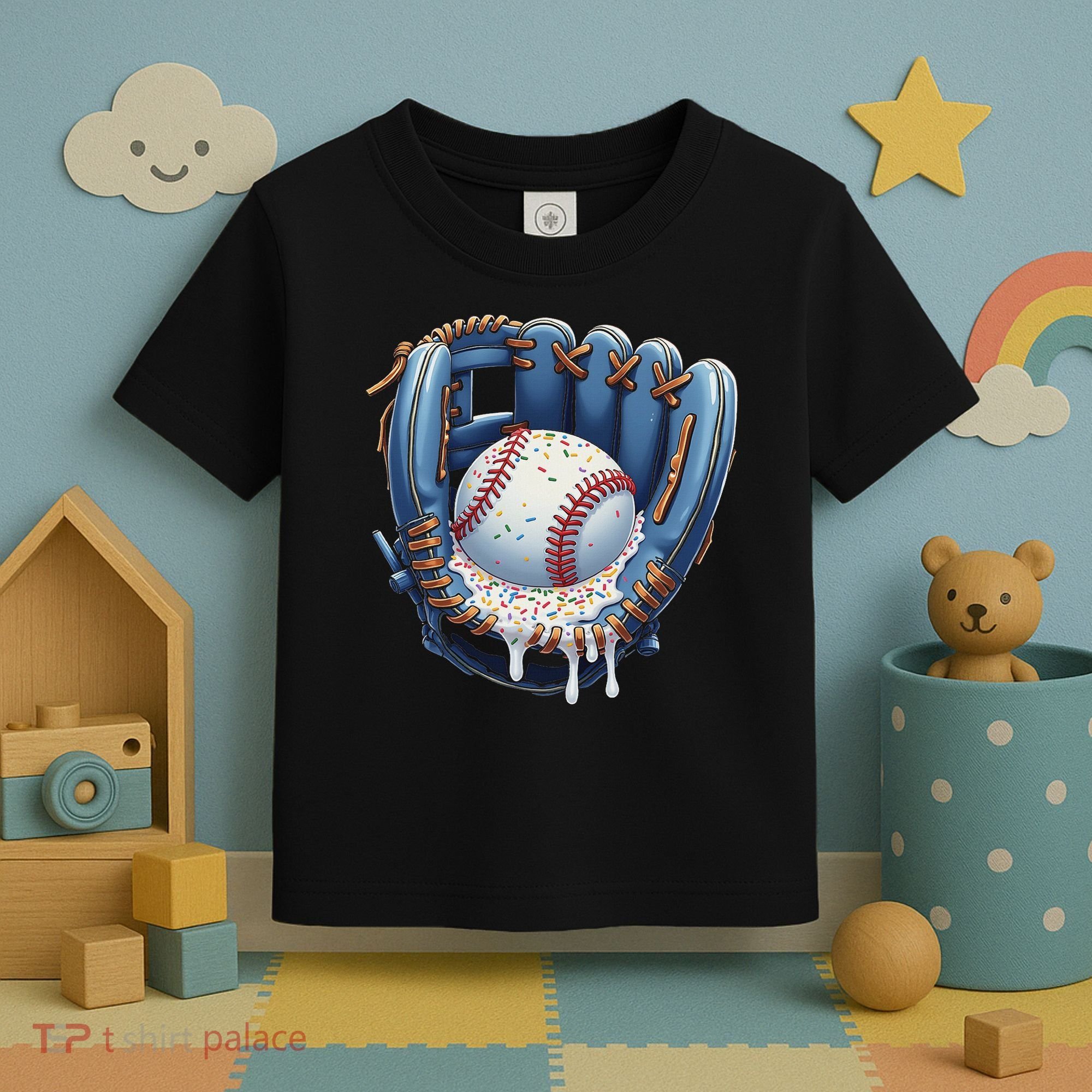 Baseball Drip Glove Ice Cream Drip Sports Toddler T-Shirt