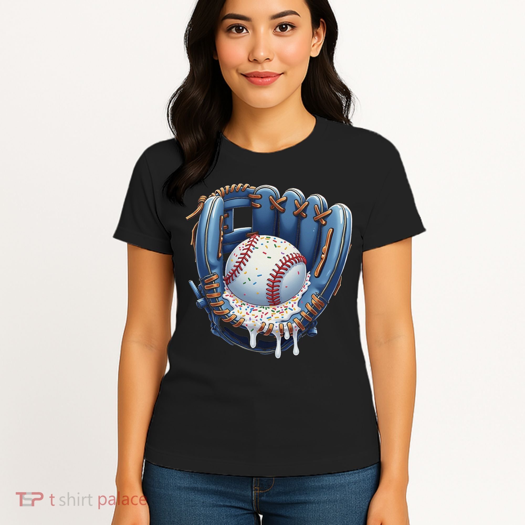 Baseball Drip Glove Ice Cream Drip Sports Women's T-Shirt