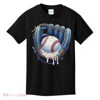 Baseball Drip Glove Ice Cream Drip Sports Kids T-Shirt thumb 0