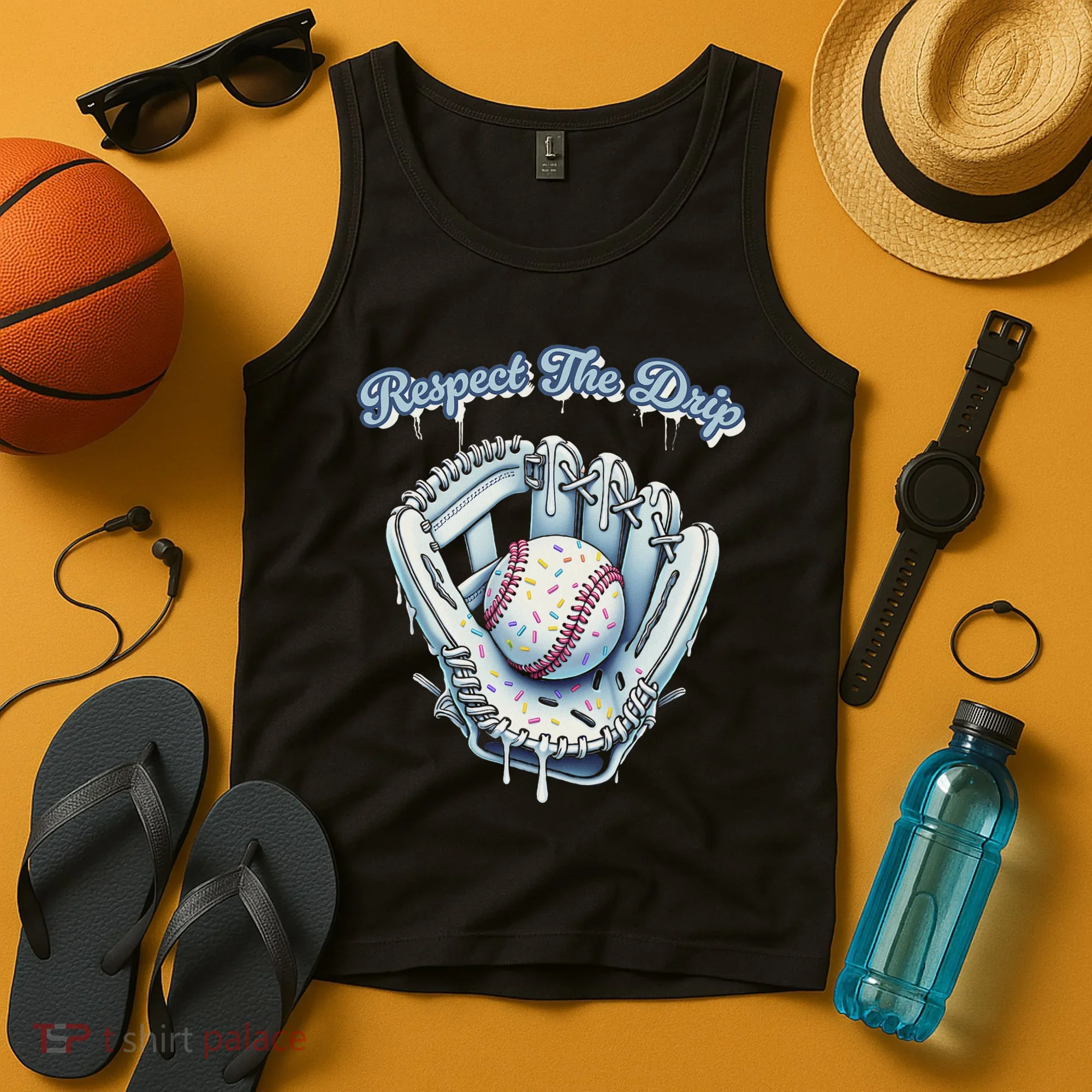 Baseball Drip Glove Drip Respect The Drip Tank Top