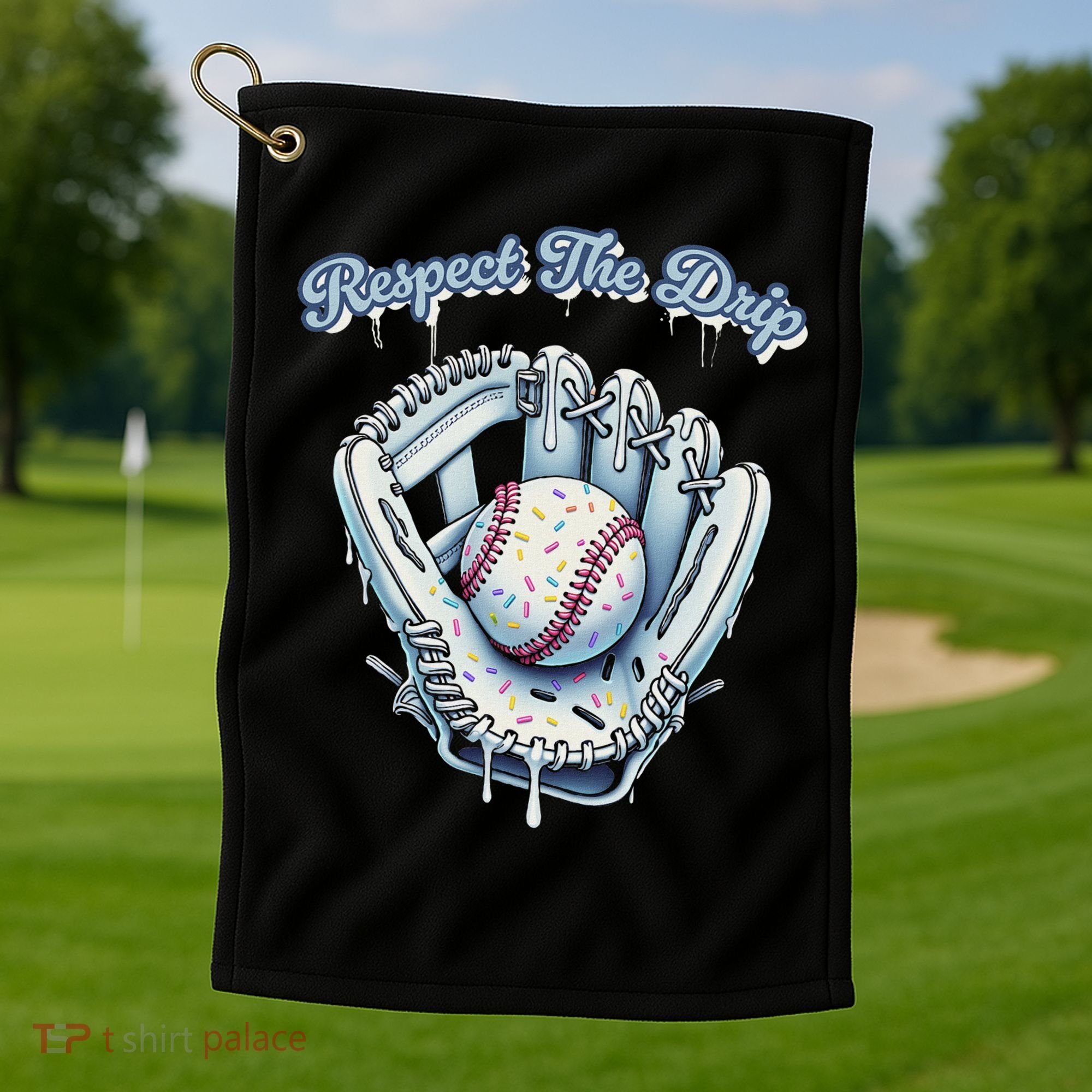 Baseball Drip Glove Drip Respect The Drip Golf Towel