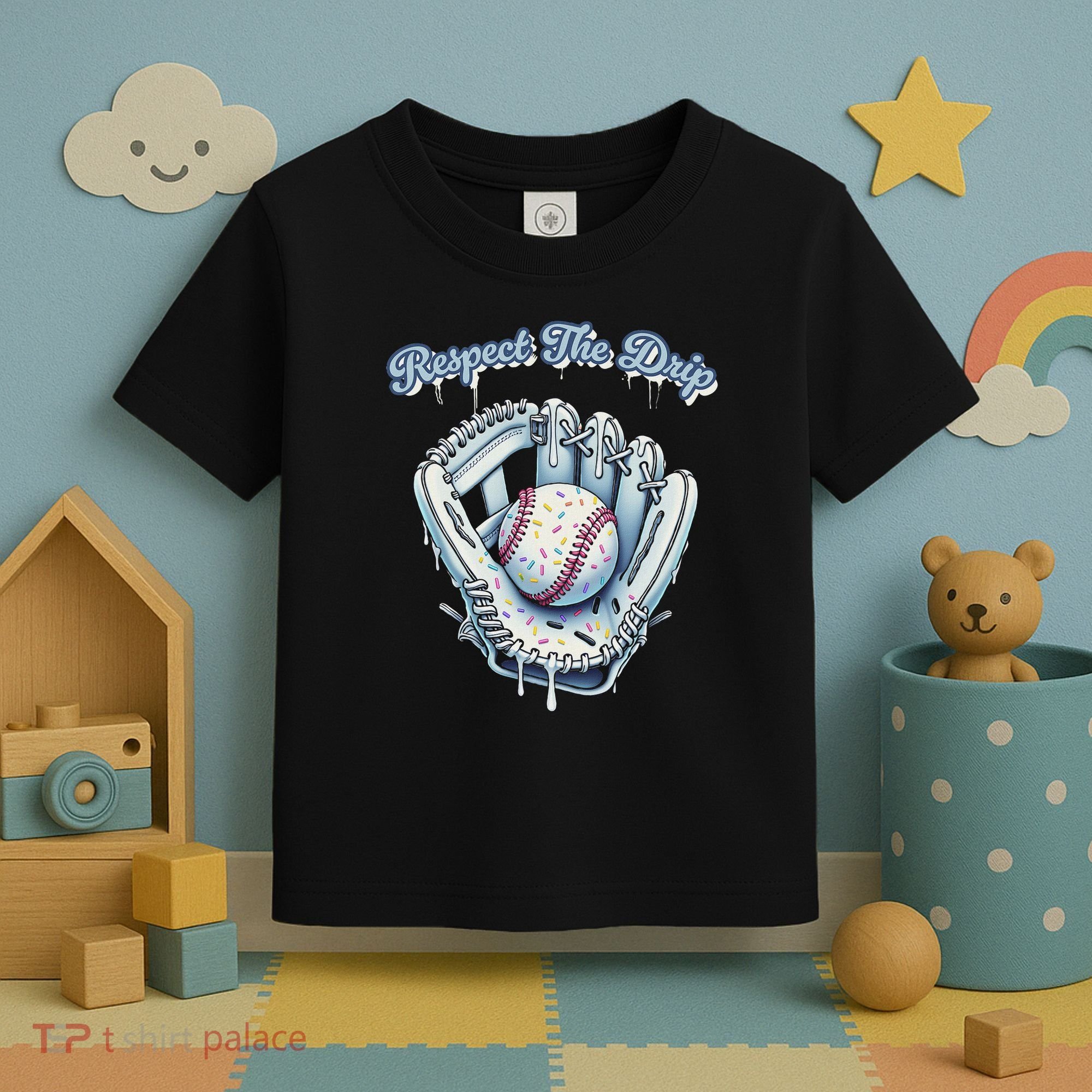 Baseball Drip Glove Drip Respect The Drip Toddler T-Shirt