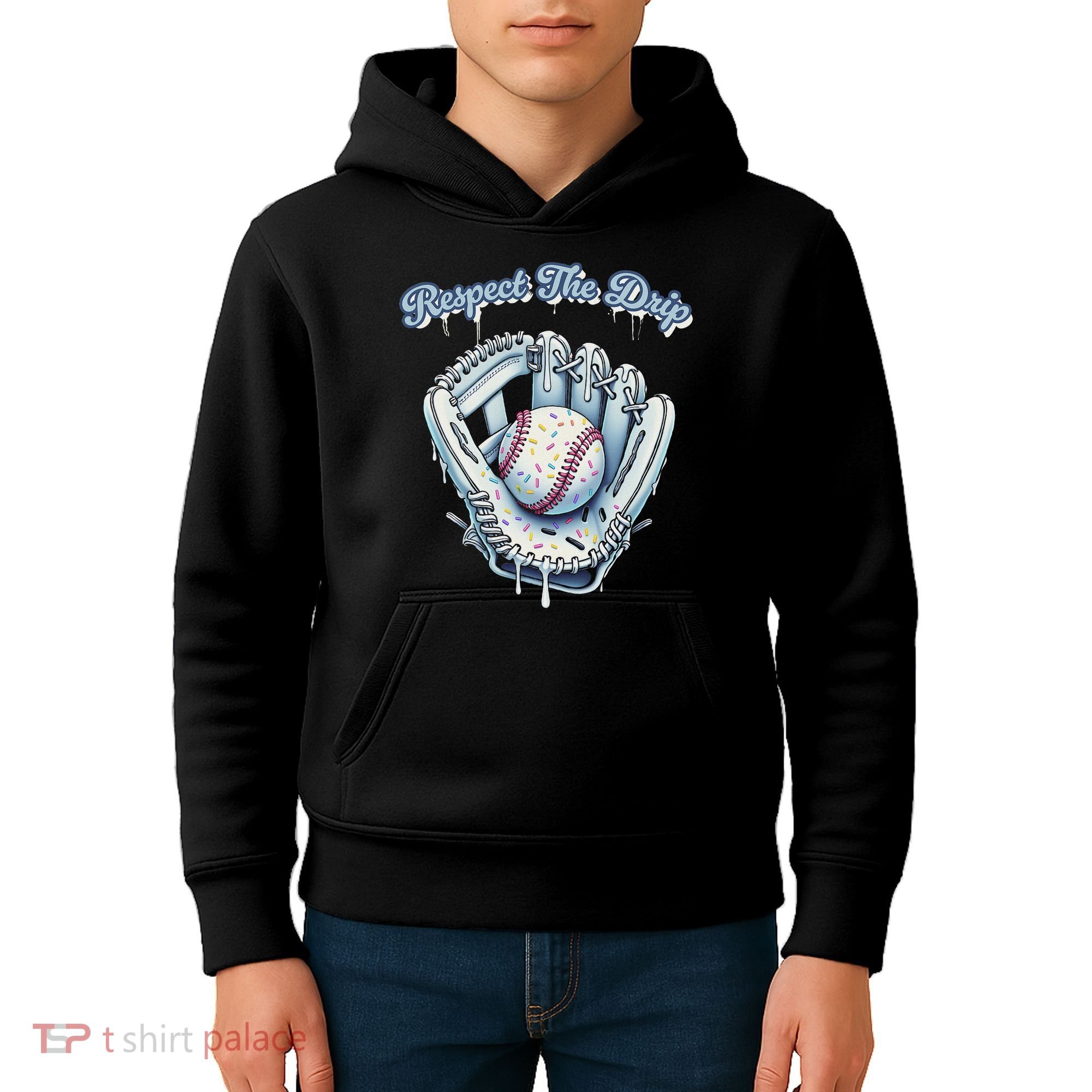 Baseball Drip Glove Drip Respect The Drip Kids Hoodie