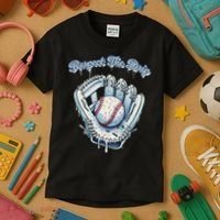 Baseball Drip Glove Drip Respect The Drip Kids T-Shirt thumb 3