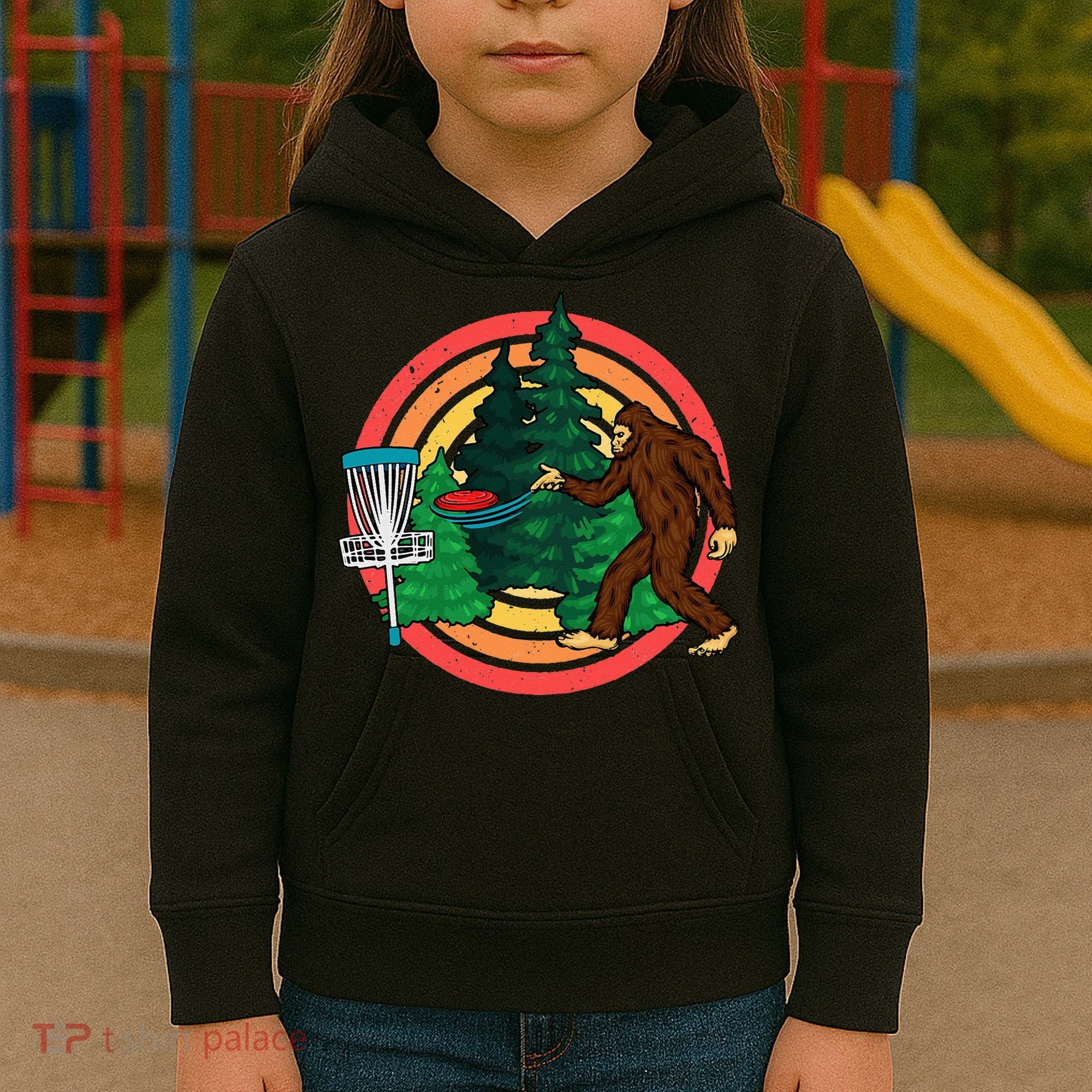 Bigfoot Disc Golf Funny Disc Golf Kids Hoodie