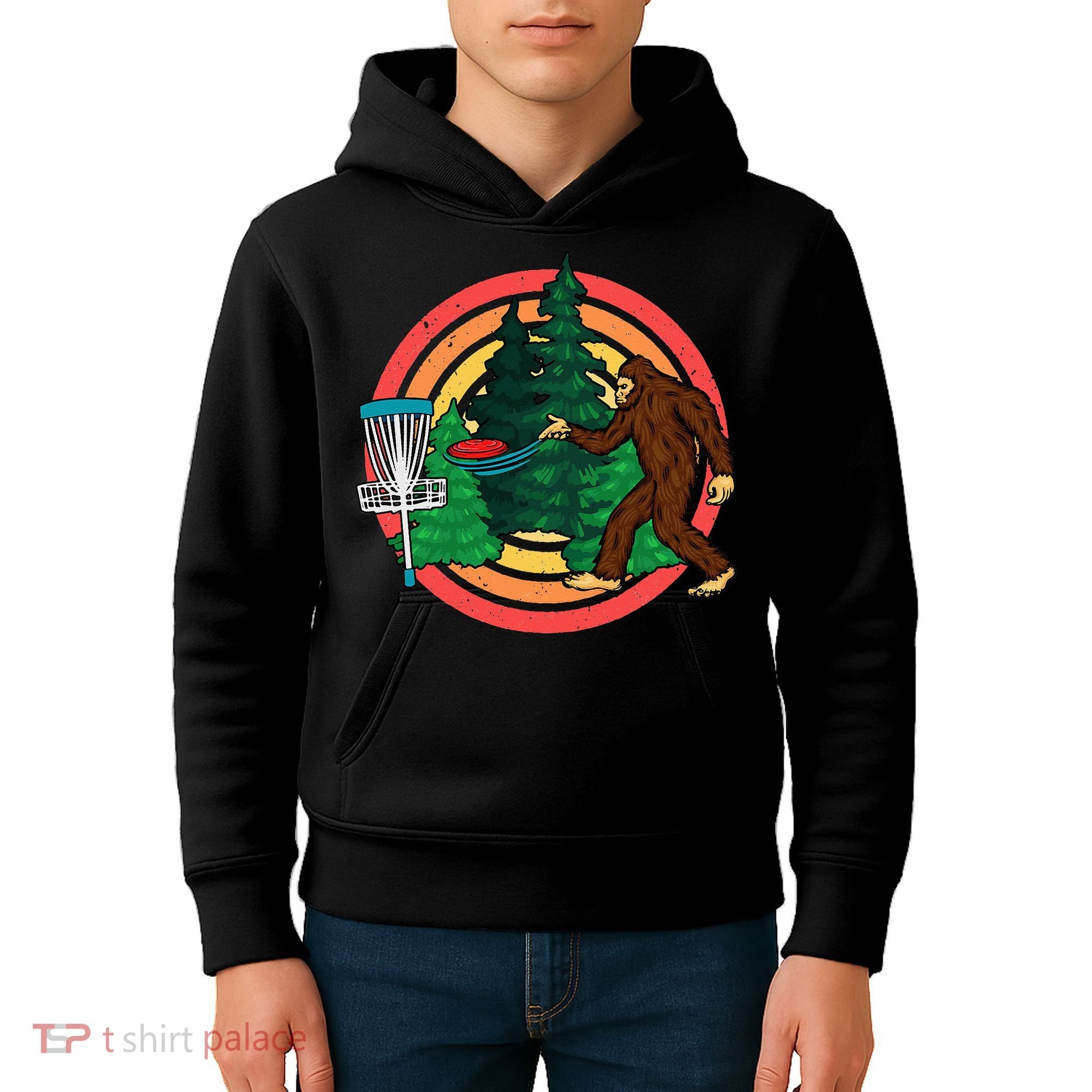 Bigfoot Disc Golf Funny Disc Golf Kids Hoodie