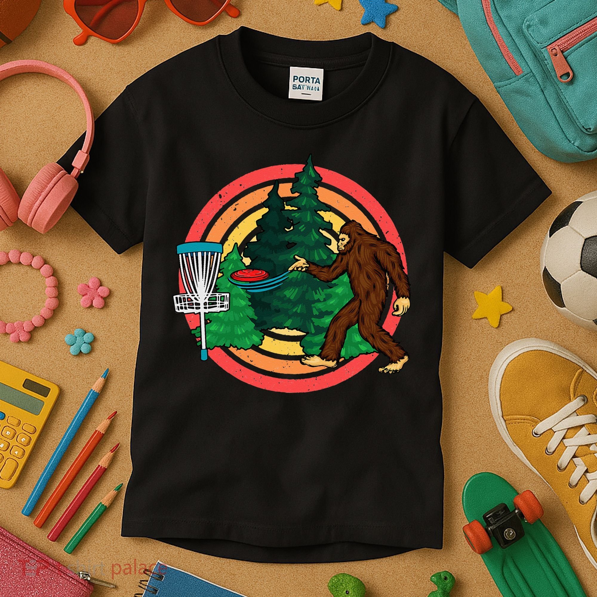 Bigfoot Disc Golf Funny Disc Golf Kids T-Shirt