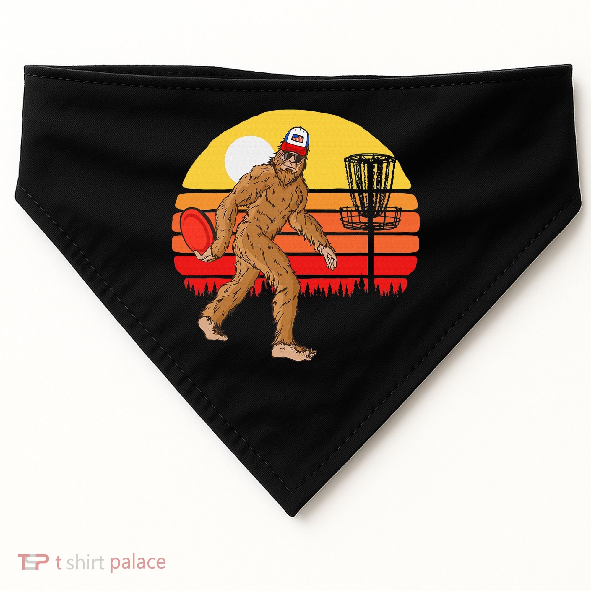 Bigfoot Disc Golf Cryptid Sasquatch Disc Golfer USA-Made Doggie Bandana