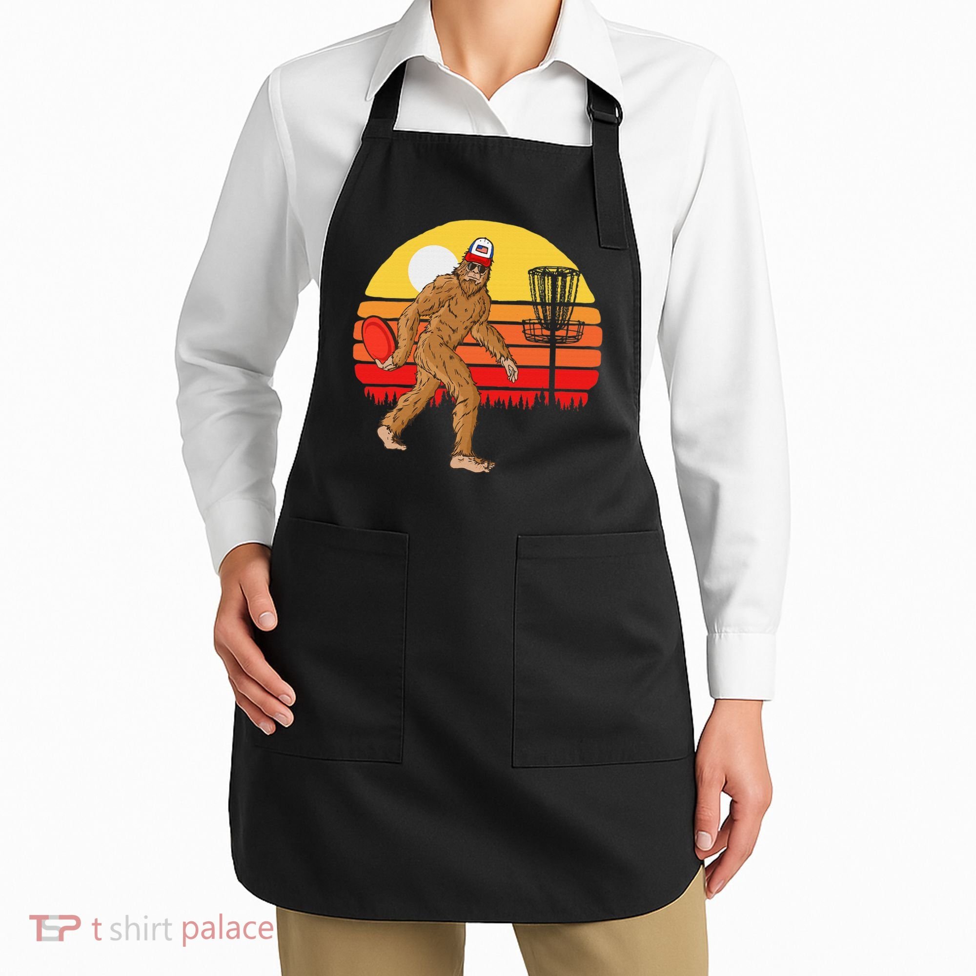 Bigfoot Disc Golf Cryptid Sasquatch Disc Golfer Apron