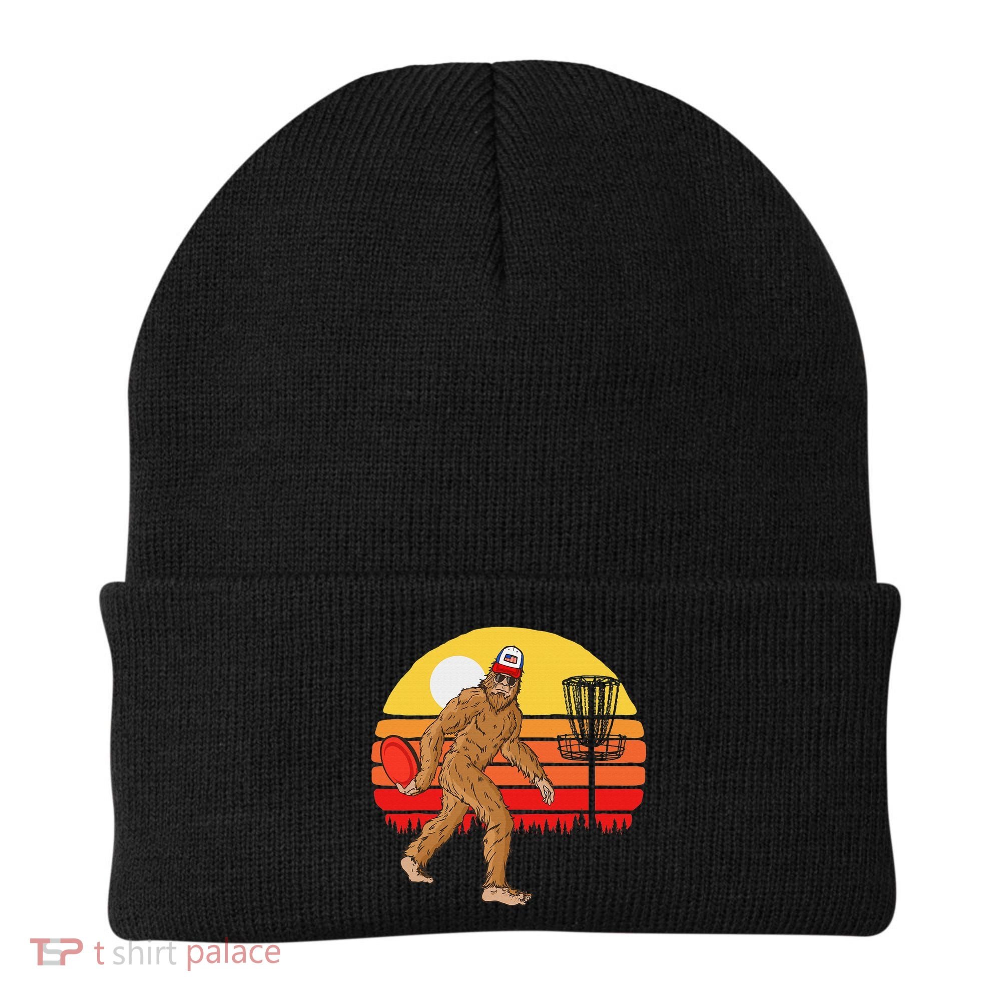 Bigfoot Disc Golf Cryptid Sasquatch Disc Golfer Beanie