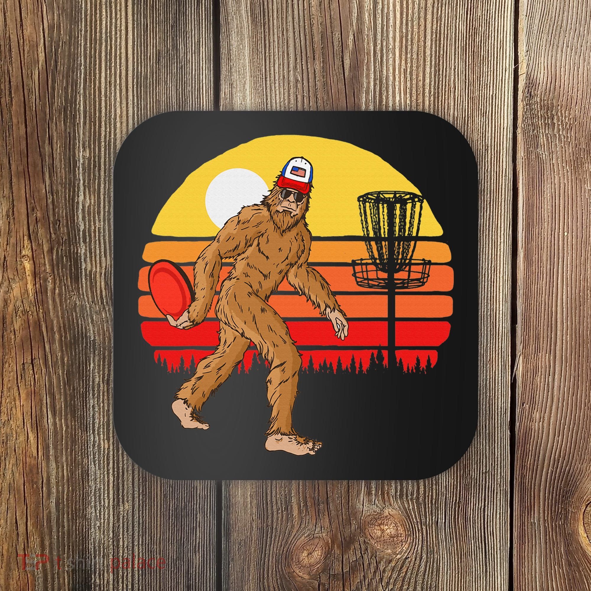 Bigfoot Disc Golf Cryptid Sasquatch Disc Golfer Coaster