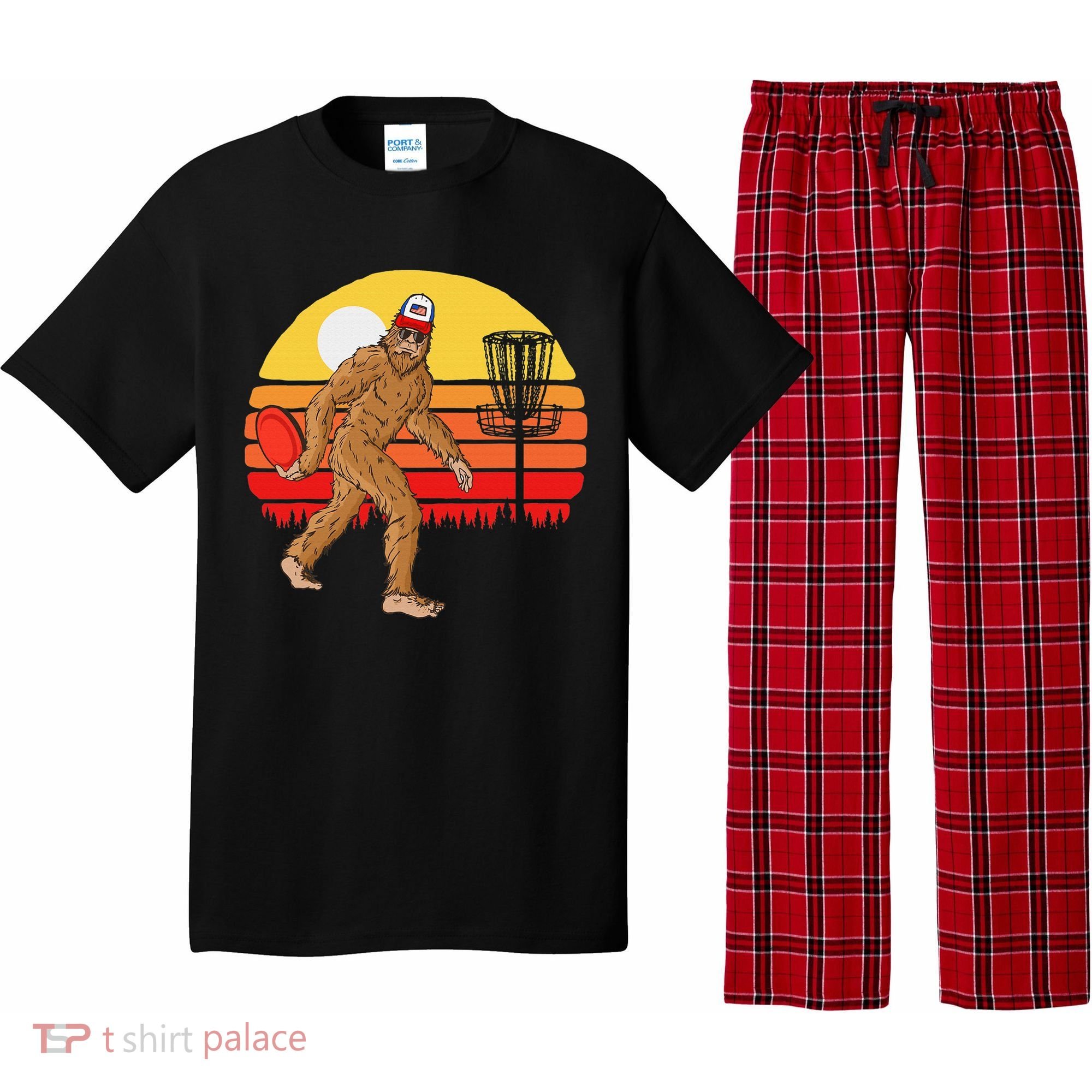 Bigfoot Disc Golf Cryptid Sasquatch Disc Golfer Pajama Set