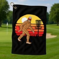 Bigfoot Disc Golf Cryptid Sasquatch Disc Golfer Golf Towel thumb 1
