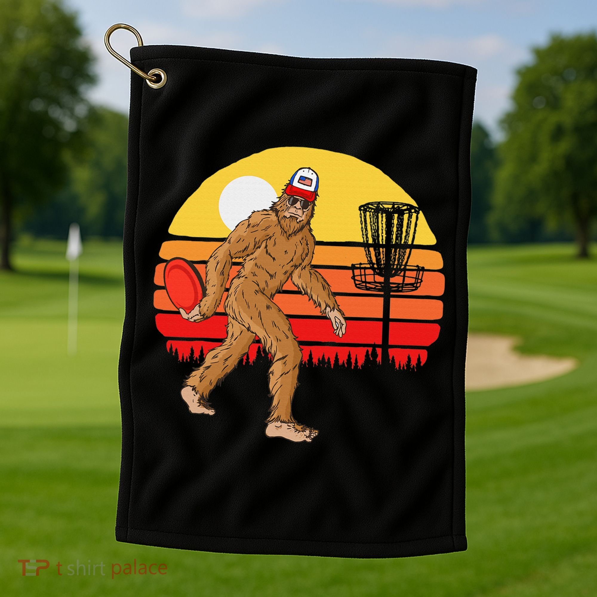 Bigfoot Disc Golf Cryptid Sasquatch Disc Golfer Golf Towel