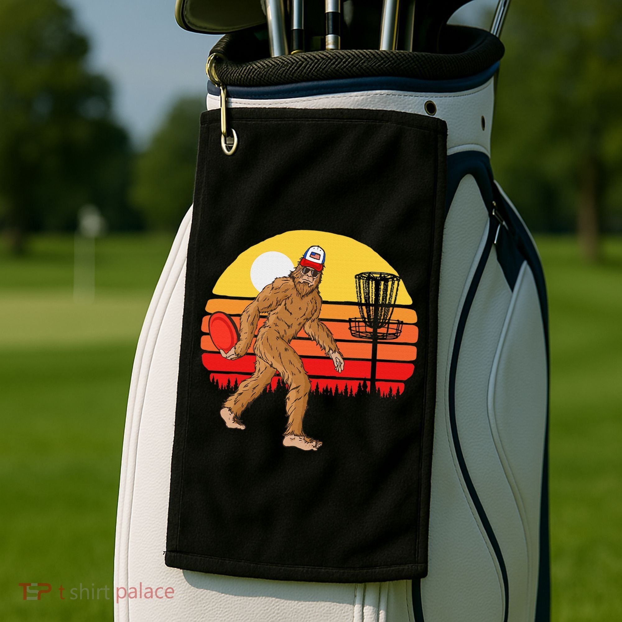 Bigfoot Disc Golf Cryptid Sasquatch Disc Golfer Golf Towel