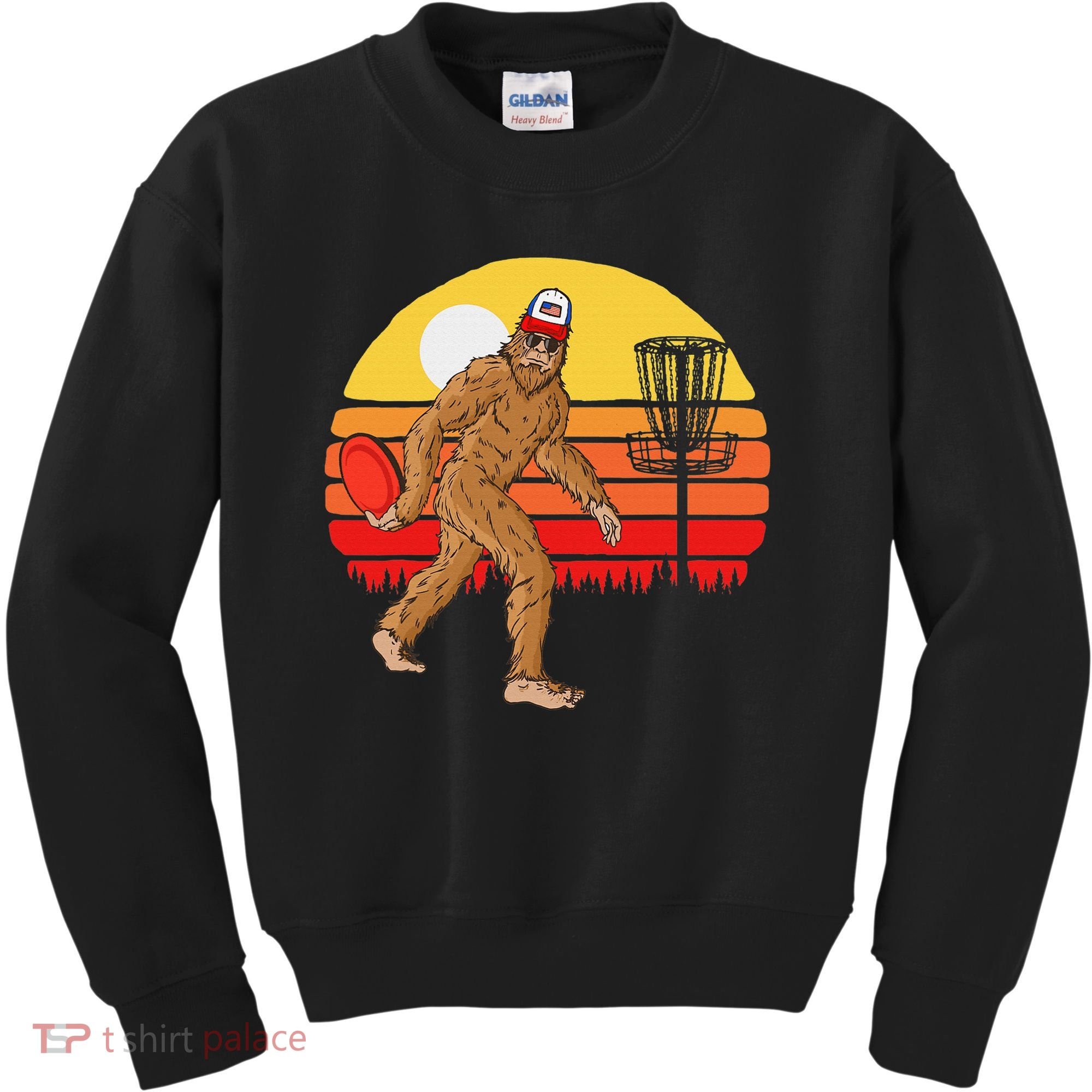 Bigfoot Disc Golf Cryptid Sasquatch Disc Golfer Kids Sweatshirt